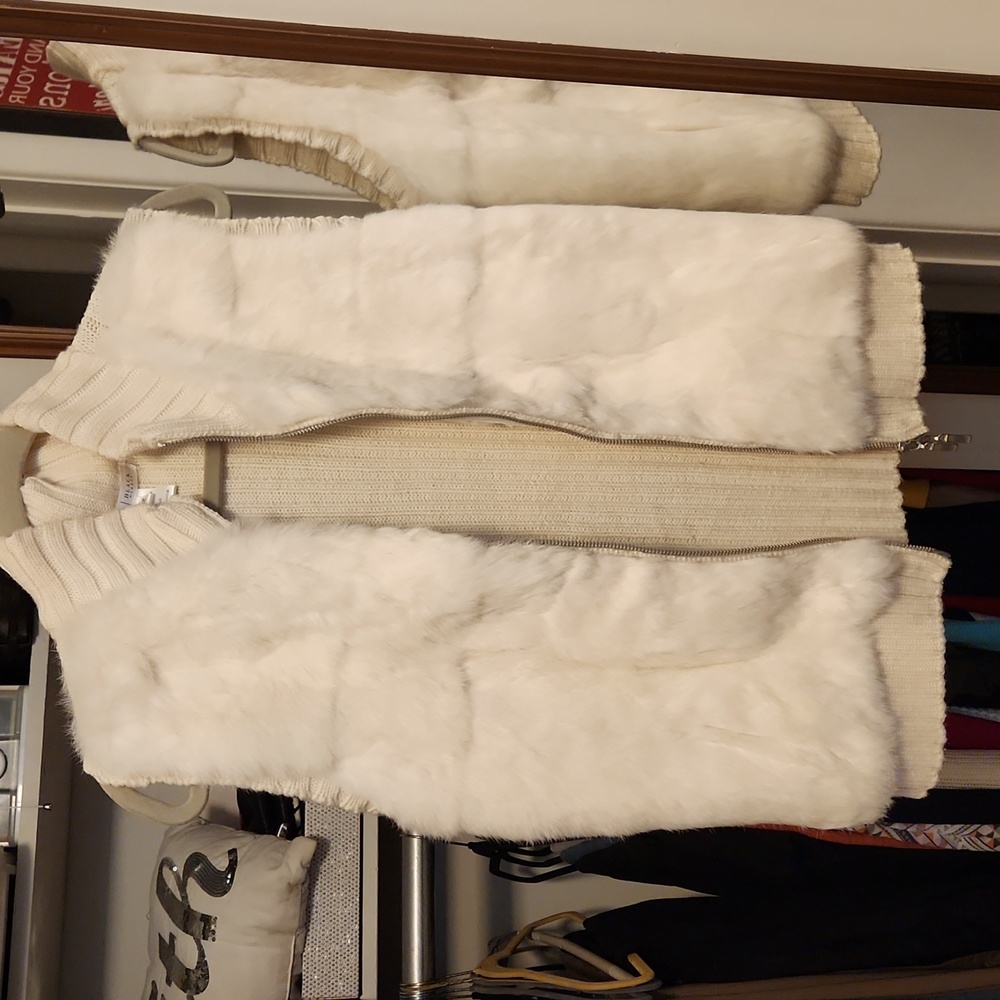 WHBM Rabbit fur vest